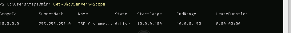 PowerShell DHCP Status